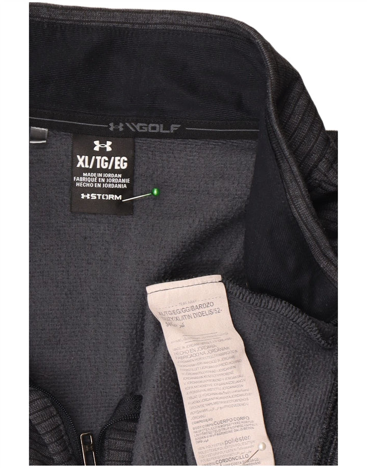 Top de trening Under Armour pentru bărbați Storm-Fit, cu fermoar și gât, cu dungi XL, gri