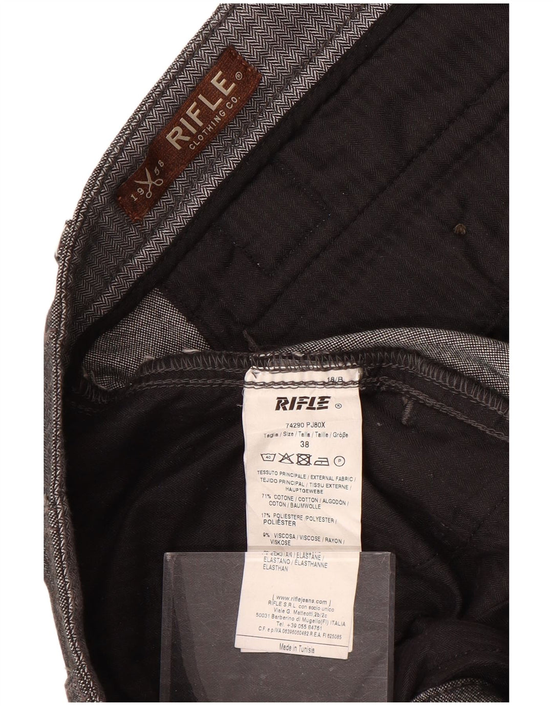 Pantaloni slim pentru bărbați Rifle W38 L34, bumbac în țesătură gri
