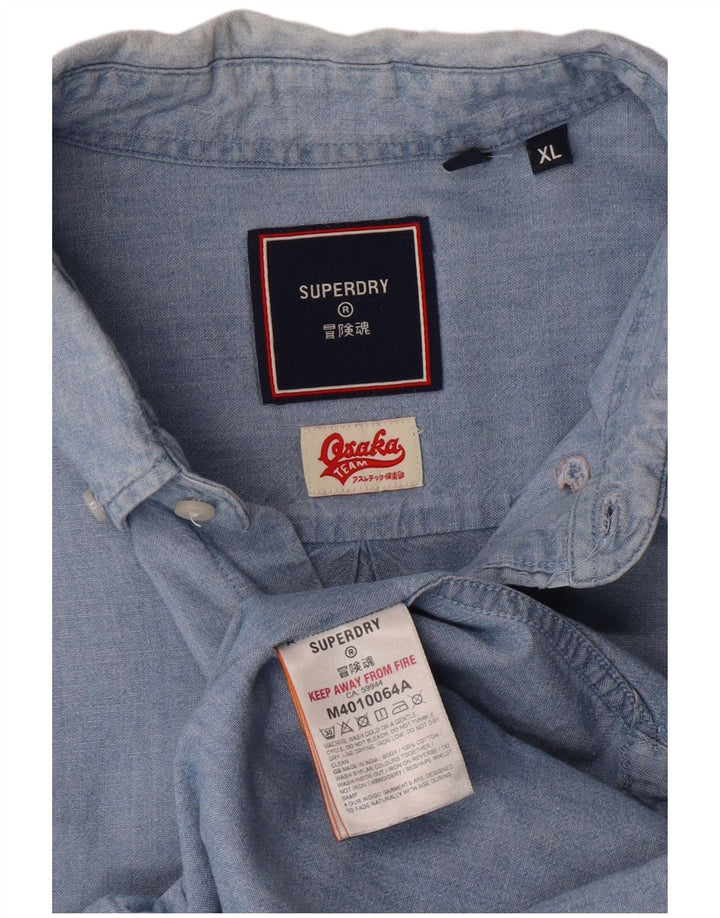 Cămașă pentru bărbați Superdry XL, bumbac albastru