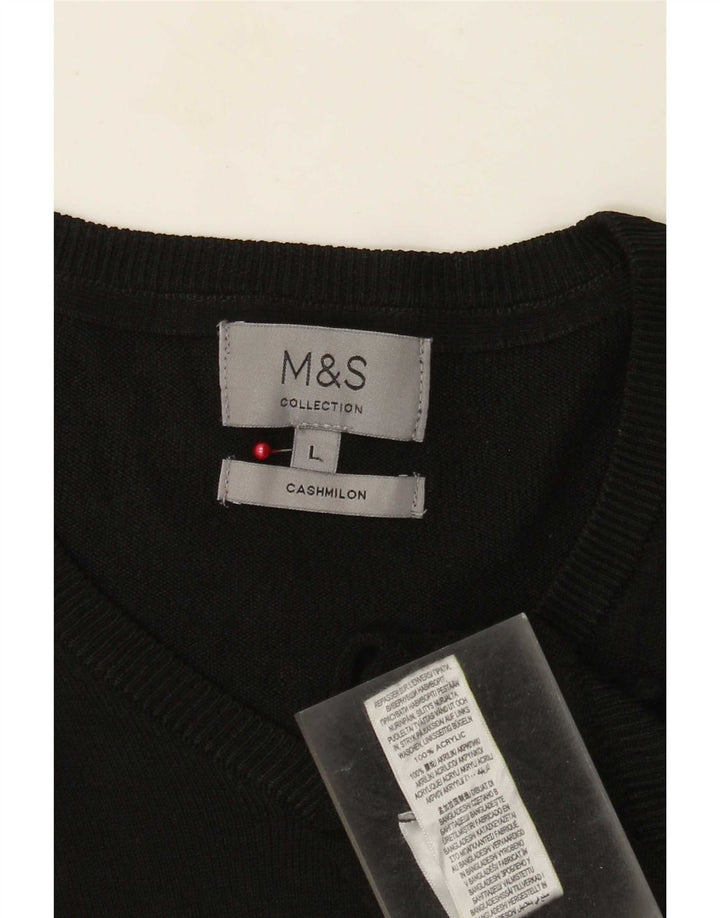 Pulover pentru bărbați Marks & Spencer, cu decolteu în V, mare, negru, acrilic