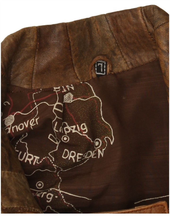 Jachetă Bomber din piele vintage pentru femei UK 16 mare maro mozaic