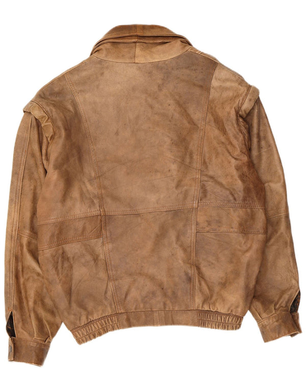 Jachetă de piele vintage pentru bărbați UK 40 Large Beige