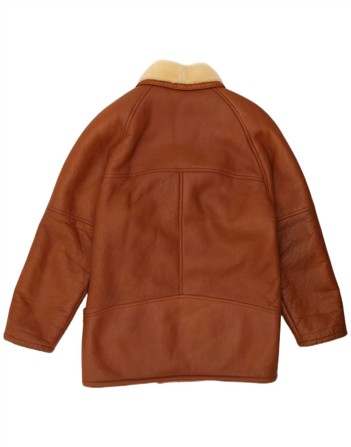 Jachetă vintage pentru bărbați din shearling IT 52 XL maro din shearling