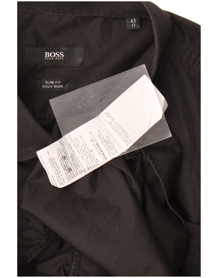 Cămașă pentru bărbați HUGO BOSS Slim Fit Mărimea 43 17 XL Bumbac negru