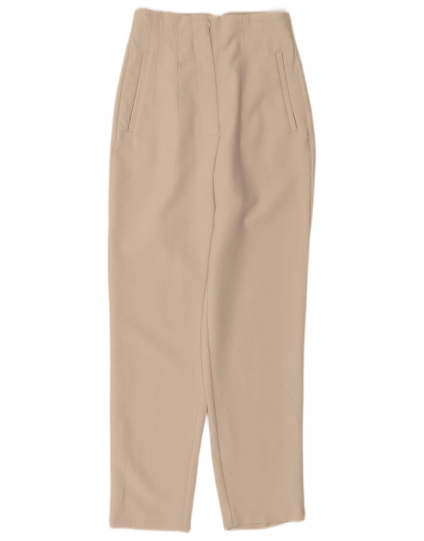 Zara Womens High Waist Casual Trousers XS W24 L27 Beige Polyester