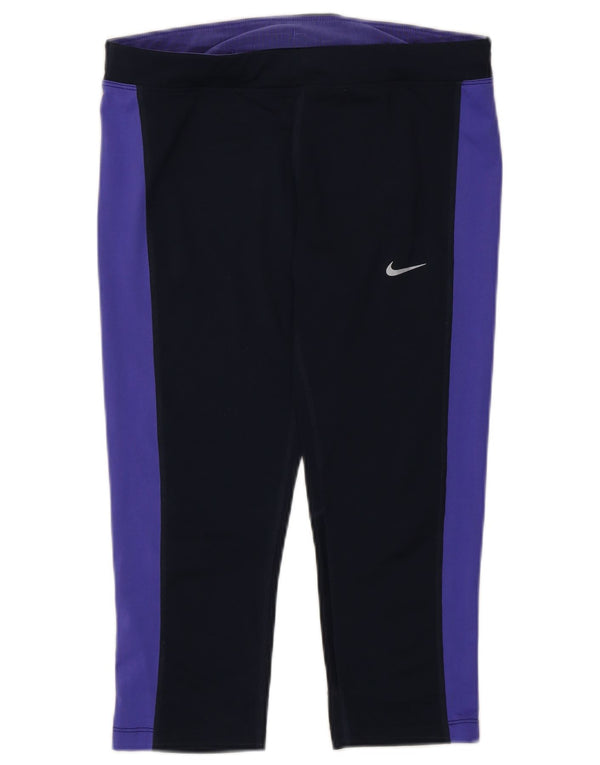 Leggings capri Nike Dri Fit pentru femei UK 12 Medium Bleumarin Colorblock