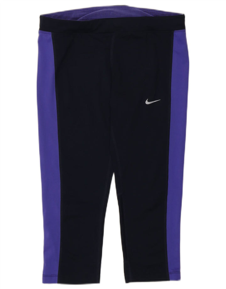 Leggings capri Nike Dri Fit pentru femei UK 12 Medium Bleumarin Colorblock