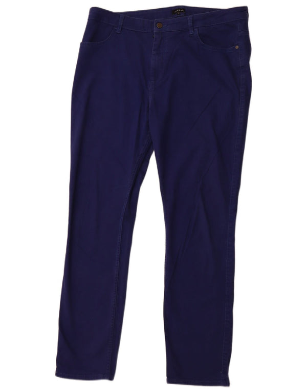 JAEGER Blugi subțiri cu talie înaltă pentru femei UK 16 Large W36 L31 Blue Bumbac