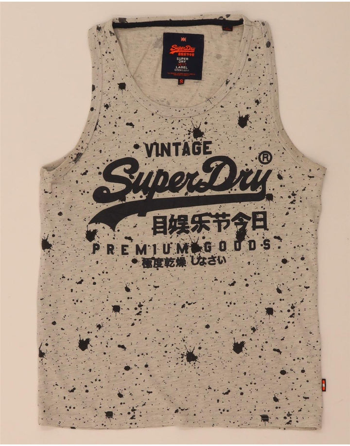 Vestă grafică Superdry pentru bărbați, bumbac mic, gri cu pete