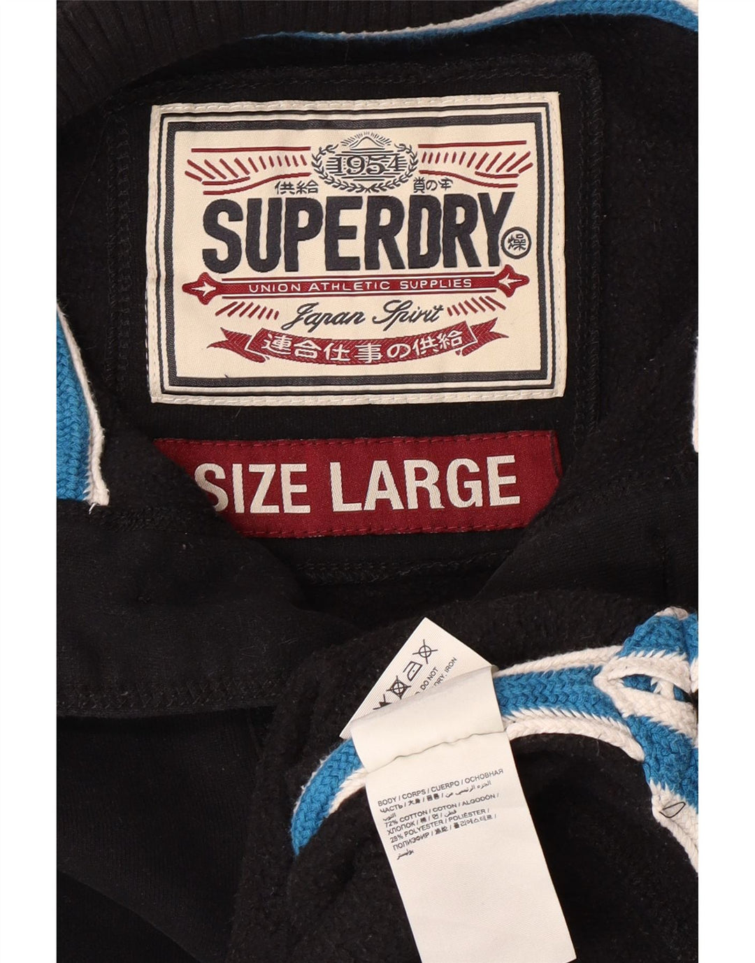 Pulover Superdry pentru bărbați, cu gât cu nasturi, bumbac mare, negru