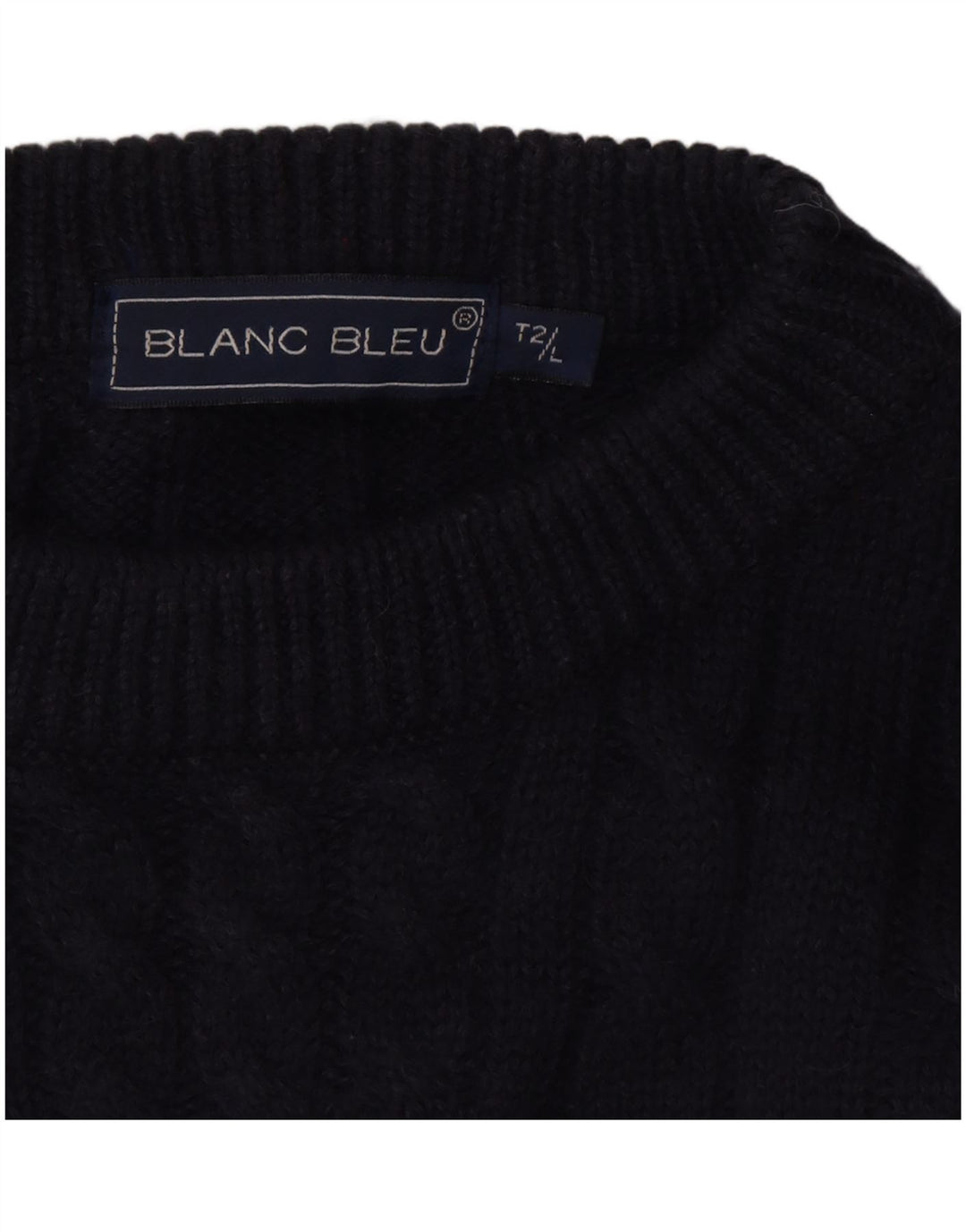 BLANC BLEU Pulover cu grafică pentru bărbați cu decolteu rotund, mare, bleumarin, iarnă