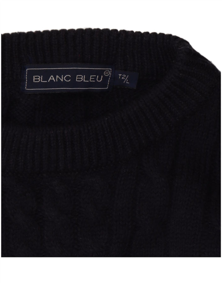 BLANC BLEU Pulover cu grafică pentru bărbați cu decolteu rotund, mare, bleumarin, iarnă