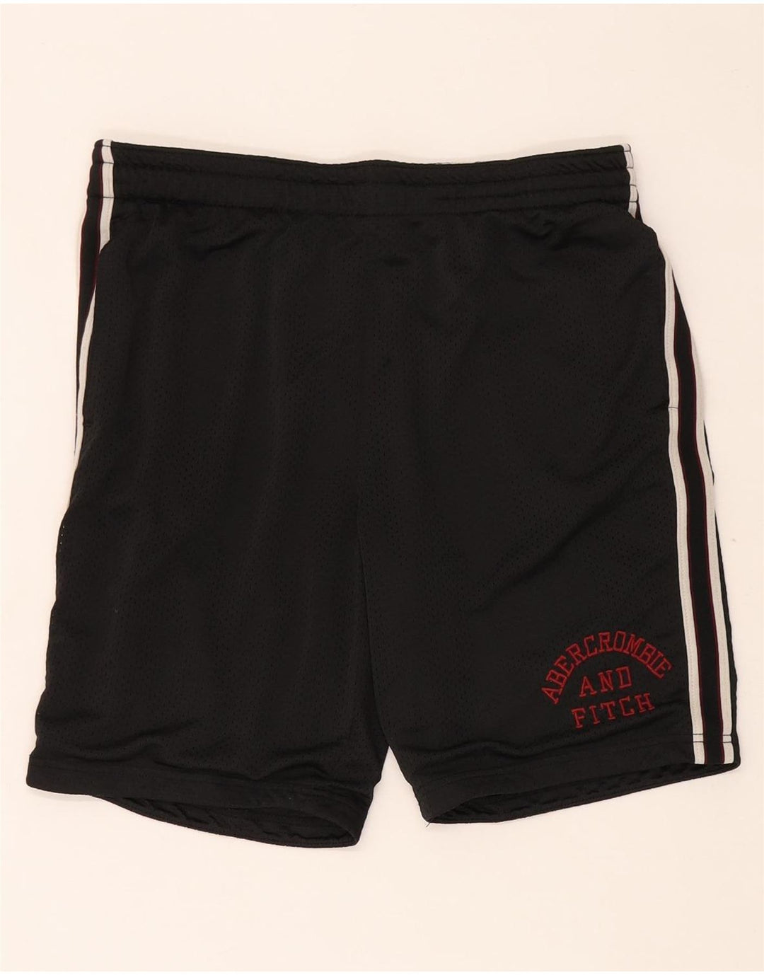 Pantaloni scurți sport grafic Abercrombie & Fitch pentru bărbați, poliester mediu negru