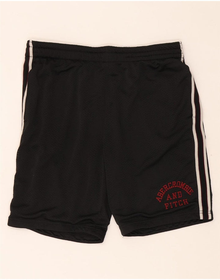 Pantaloni scurți sport grafic Abercrombie & Fitch pentru bărbați, poliester mediu negru