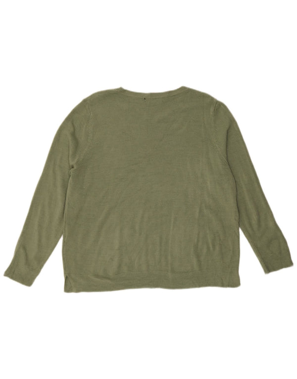 Pulover pentru femei Marks & Spencer cu decolteu rotund UK 20 2XL Kaki Acrilic