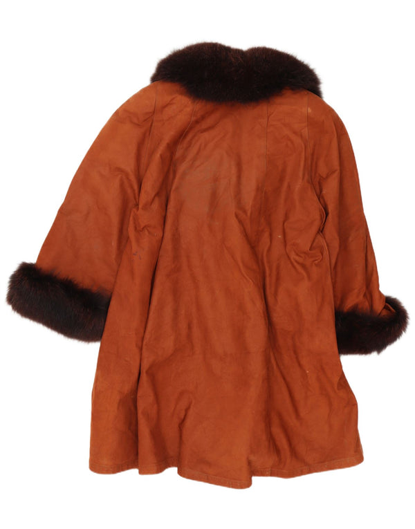 Palton din piele vintage pentru femei UK 20 2XL maro