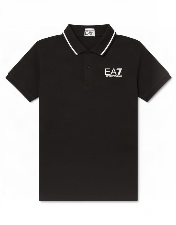 Emporio Armani Tricou Polo Băieți 13-14 Ani Bumbac Negru