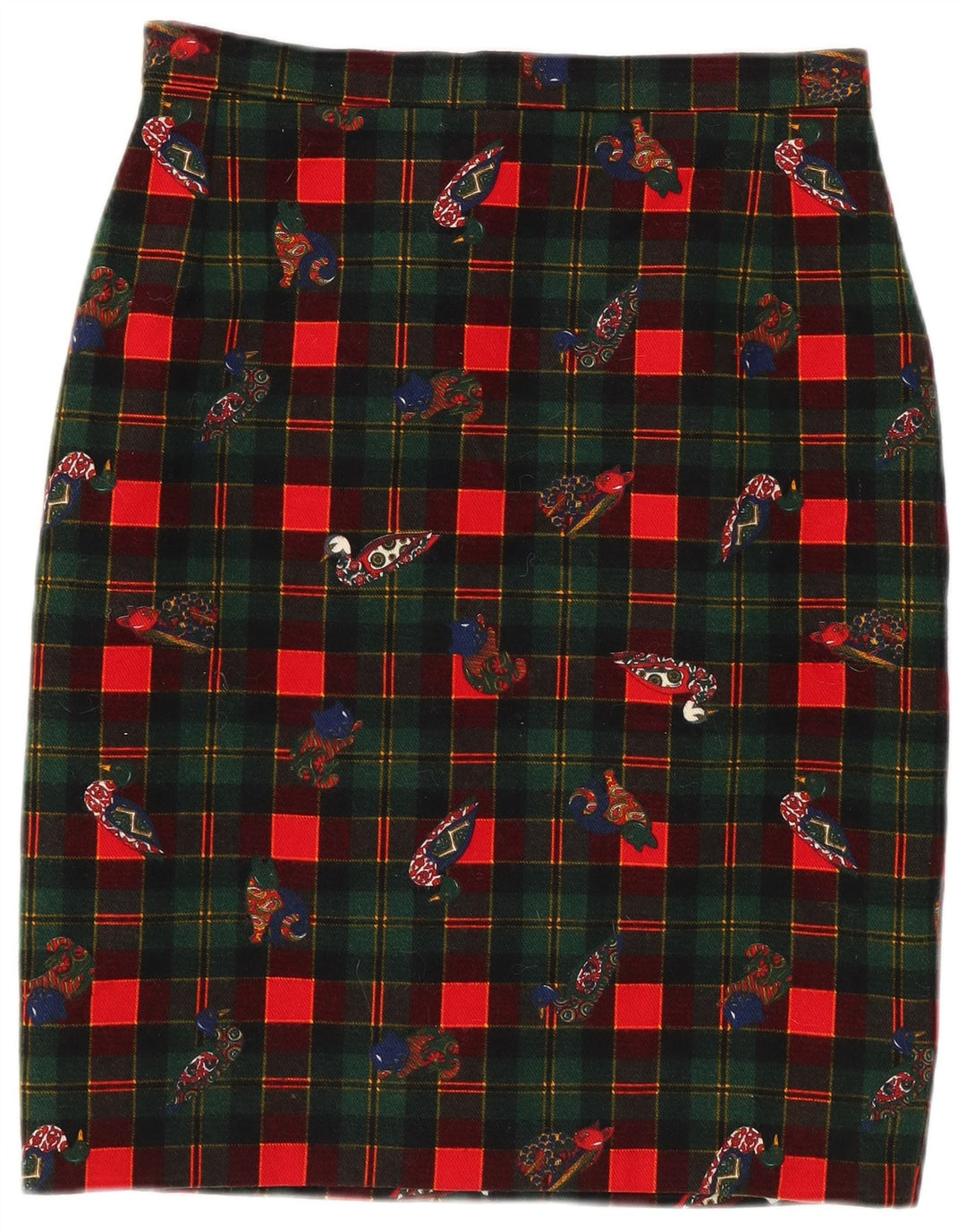 Fusta creion cu grafică vintage pentru femei W26 Small Green Check