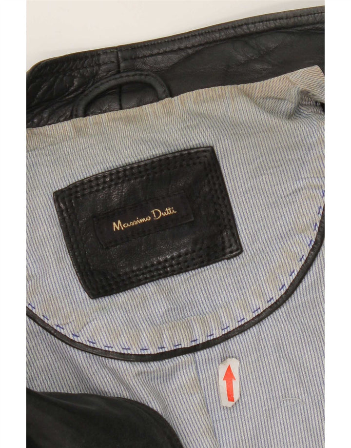 Jachetă de piele pentru motociclist Massimo Dutti pentru femei UK 10 Small Black