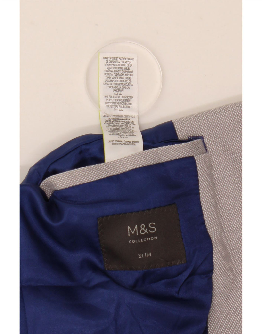 Jachetă pentru bărbați Marks & Spencer, subțire, cu 2 nasturi, UK 40, mare, gri, poliester