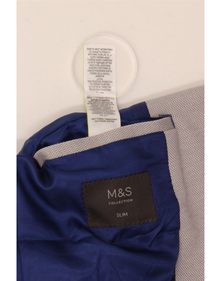 Jachetă pentru bărbați Marks & Spencer, subțire, cu 2 nasturi, UK 40, mare, gri, poliester
