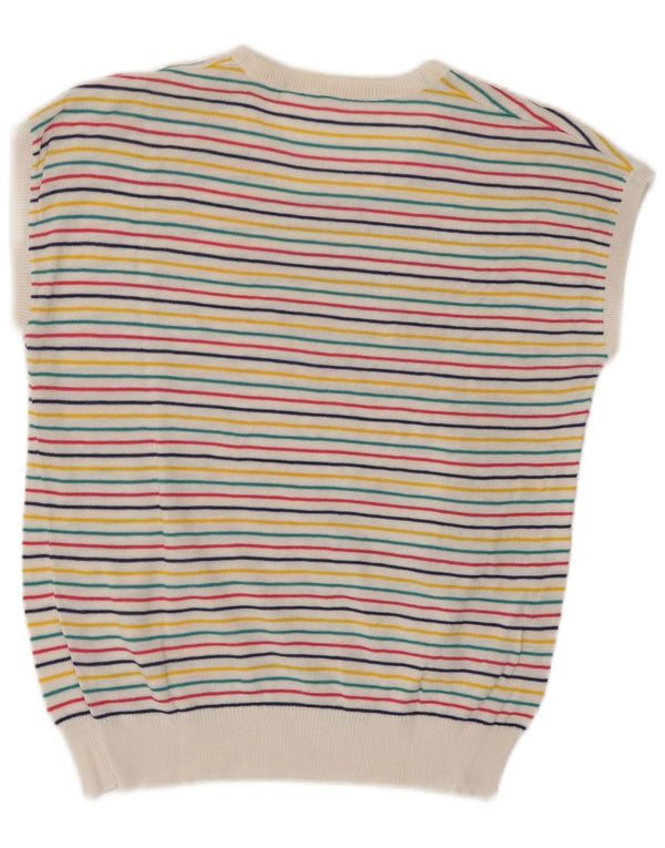 Vintage Womens Vest Tank Top UK 10 Mici Multicolore Dungi
