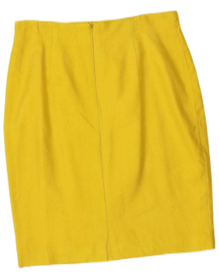 Set fuste 2 piese pentru femei vintage cu 4 nasturi IT 46 mare W32 mătase galbenă