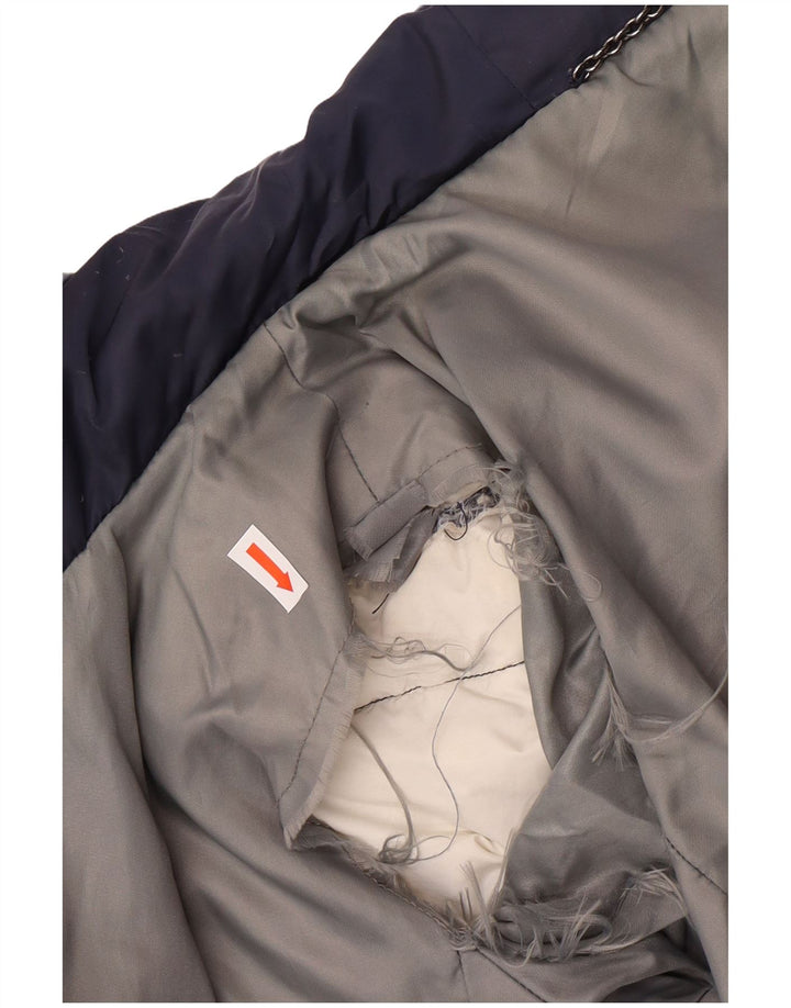MARELLA Womens Hooded Padded Jacket UK 12 Medium  Navy Blue Polyester