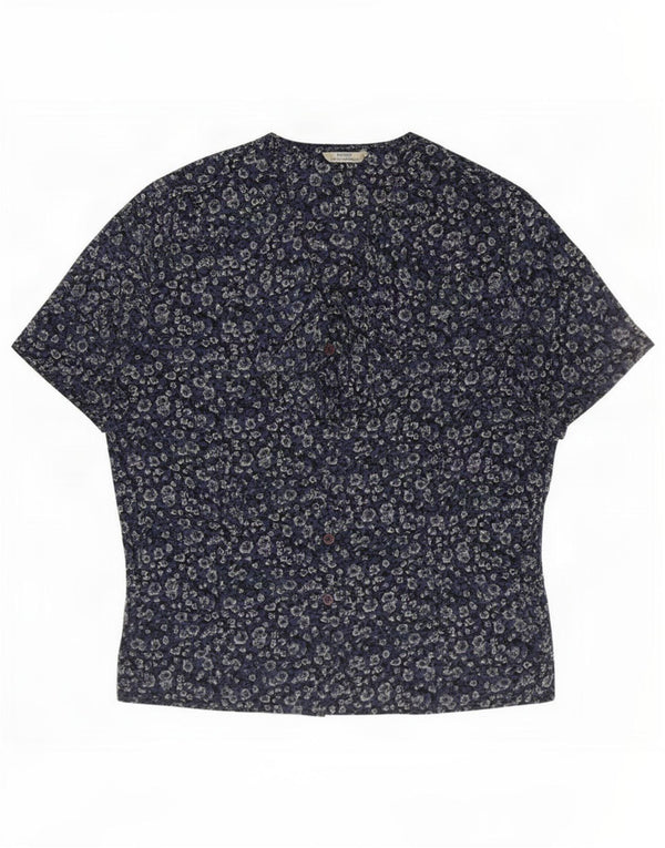 Bluză cămașă pentru femei Marks & Spencer UK 16 mare, albastru marin, floral