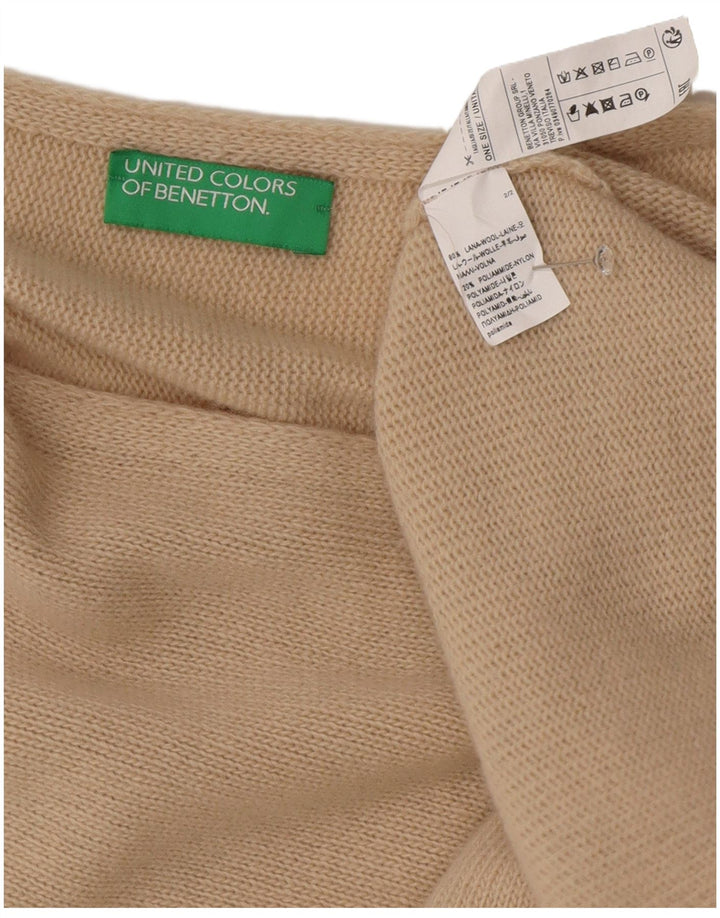 Pulover poncho asimetric pentru femei Benetton Lână bej mărime unica