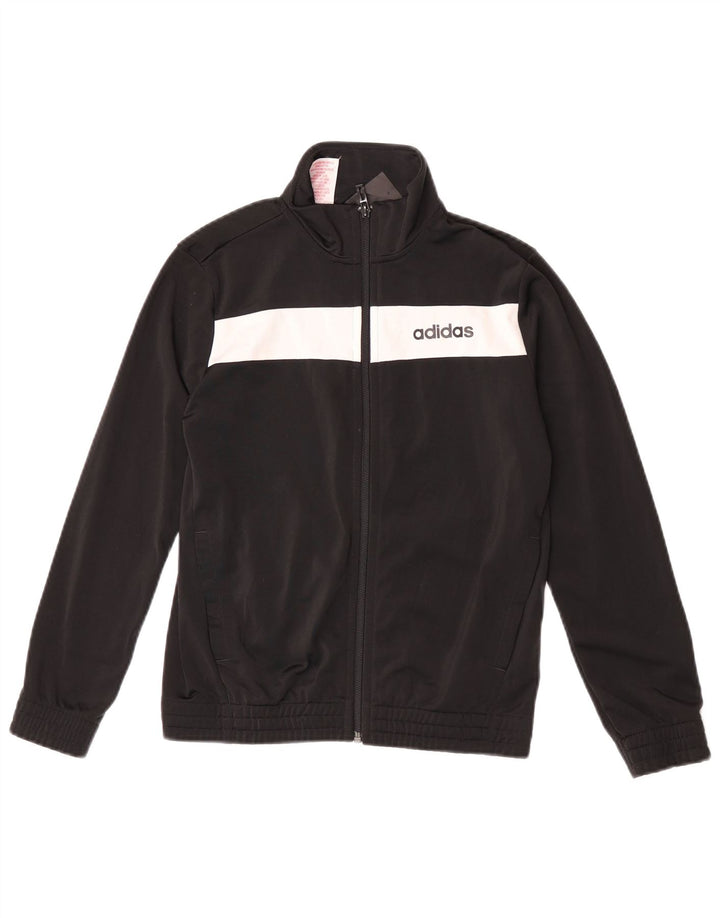 Jachetă de trening pentru băieți ADIDAS 10-11 ani, poliester negru color bloc