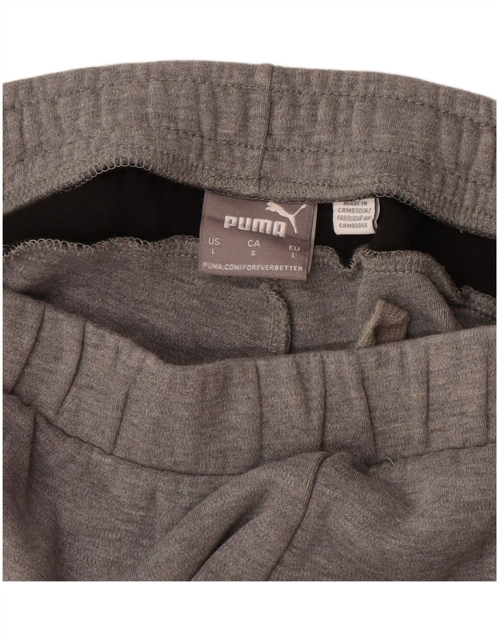 Pantaloni de trening PUMA pentru bărbați, bumbac color bloc, gri mare