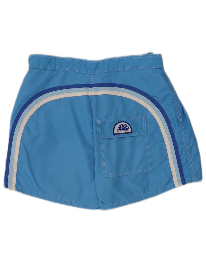 Pantaloni scurți de înot Sundek pentru bărbați, nailon cu dungi albastre medii