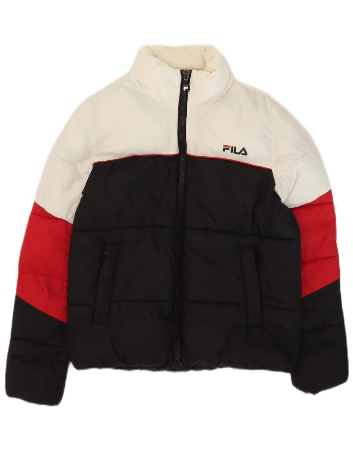 Jachetă căptușită cu glugă Fila pentru băieți 13-14 ani, nailon color block multicolor