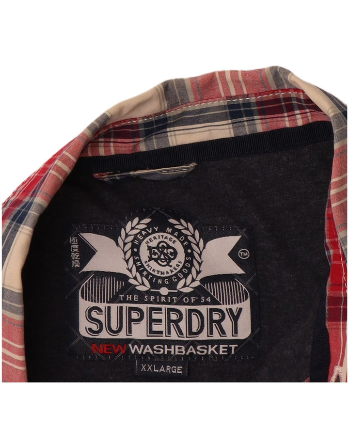 Cămașă pentru bărbați SUPERDRY 2XL, bumbac roșu cu carouri