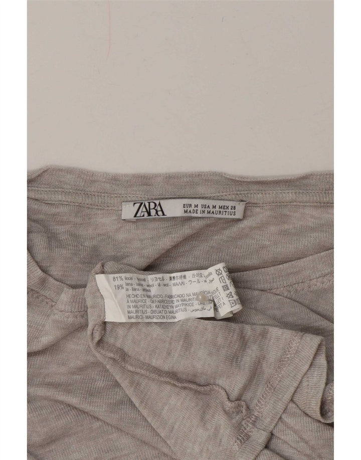 Top pentru femei Zara cu mânecă lungă UK 14 Medium Gri Pete Lyocell