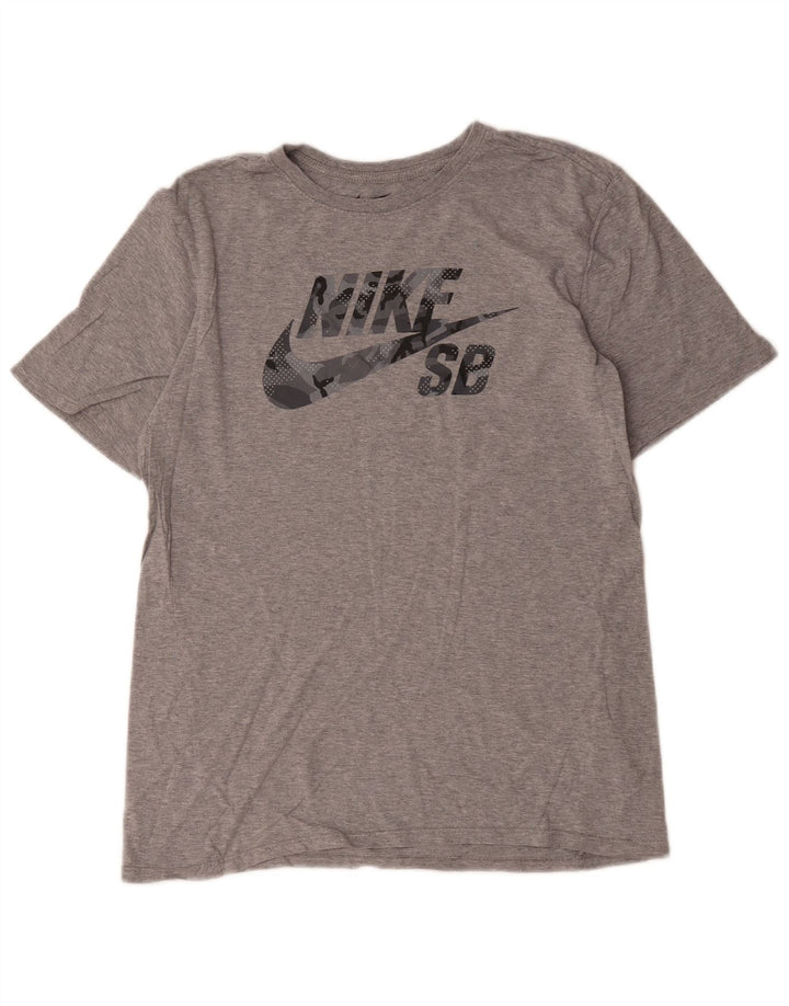 Tricou grafic Nike pentru bărbați, cu croială atletică, top, bumbac, gri mediu