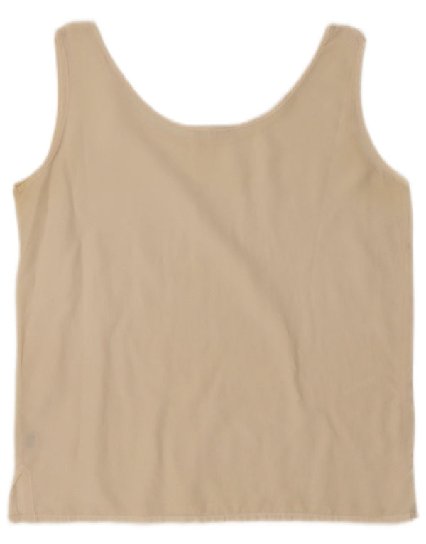Top cu vestă vintage pentru femei UK 14 Medium Beige Mătase