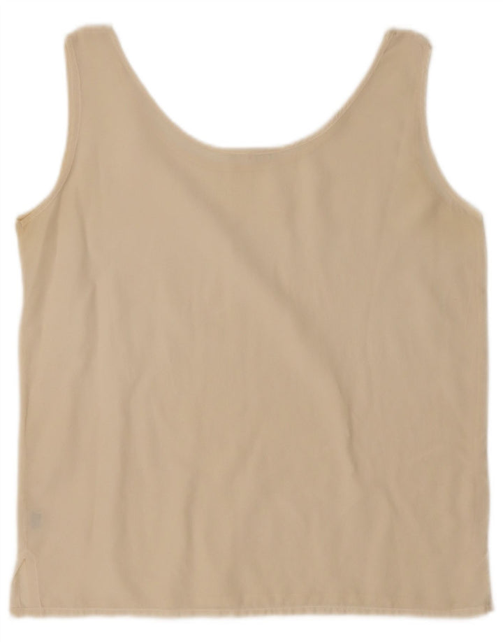 Top cu vestă vintage pentru femei UK 14 Medium Beige Mătase