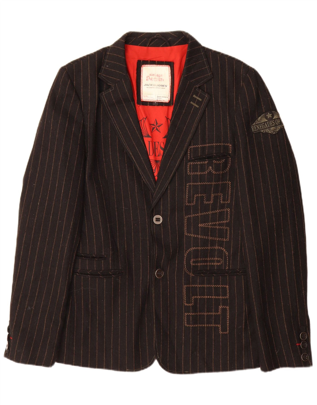 Jack & Jones jachetă cu grafică pentru bărbați UK 38 Medium Black Pinstripe