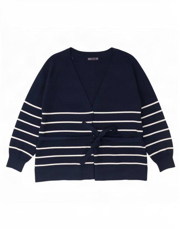 Pulover cardigan pentru femei Marks & Spencer UK 16 mare bleumarin cu dungi