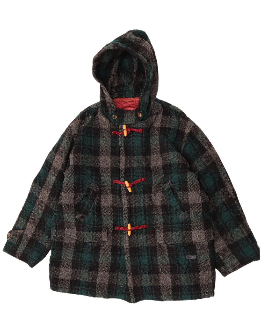 Enrico Coveri Duffle Coat pentru femei IT 44 Medium Green Check Wool