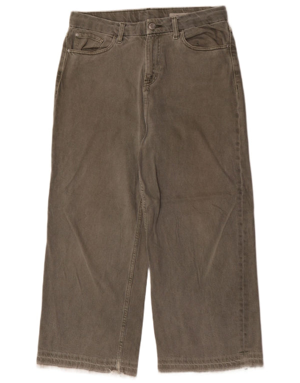 Marks & Spencer Womens Crop Wide Leg Jeans UK 12 Medium W32 L25 Khaki