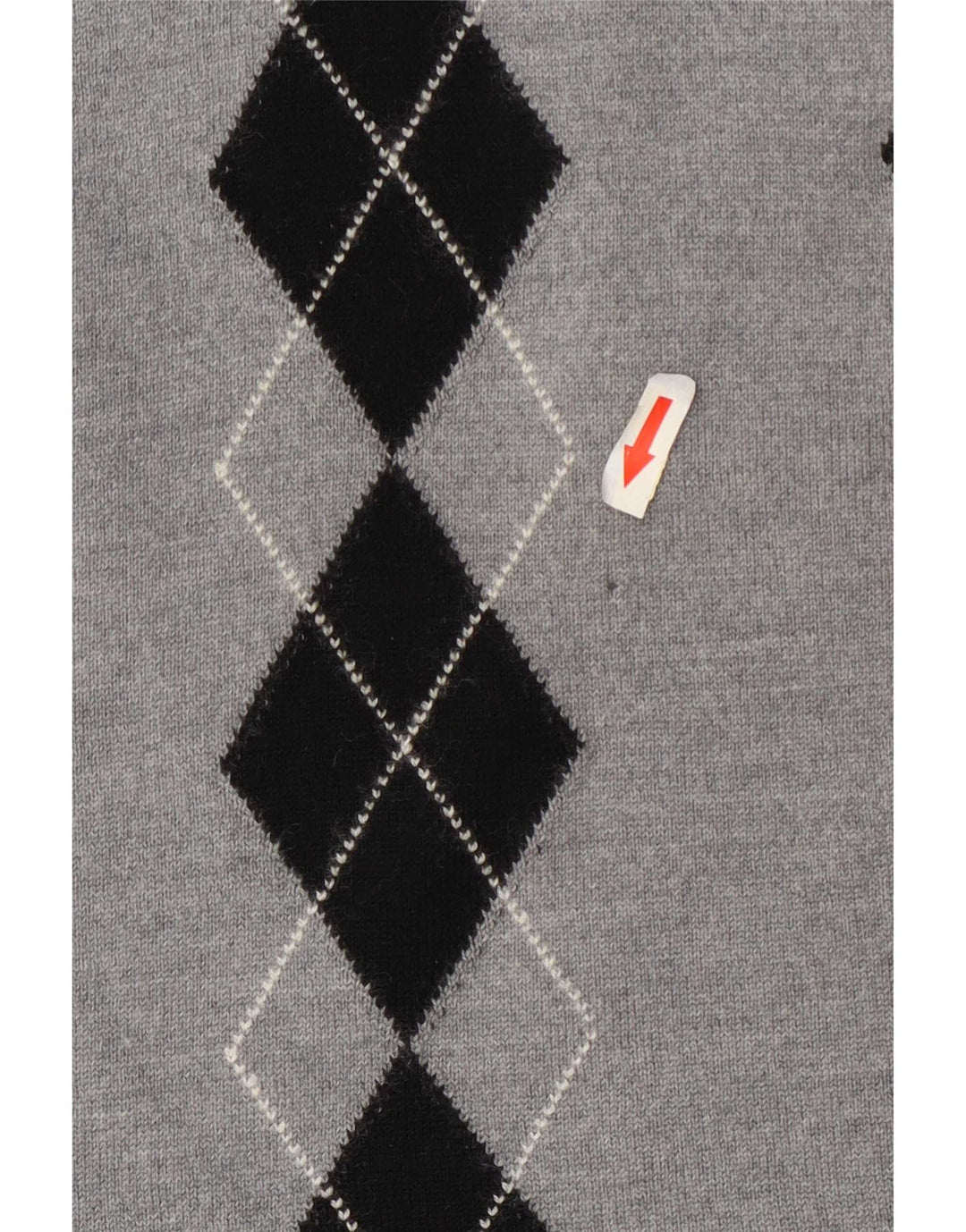 Pulover vintage pentru femei cu gât rulat UK 14 Medium Gri Argyle/Diamond