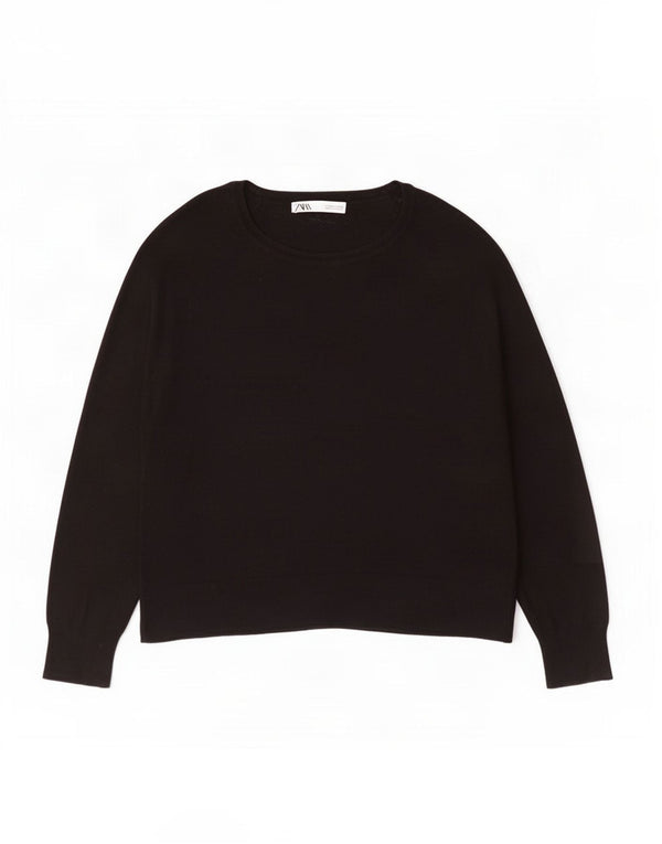 Pulover supradimensionat pentru femei Zara, cu gât de barcă, UK 10, mic, negru, viscoză