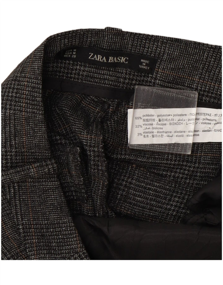 Pantaloni tăiați pentru femei Zara Mediu L28 L24 Poliester cu carouri gri