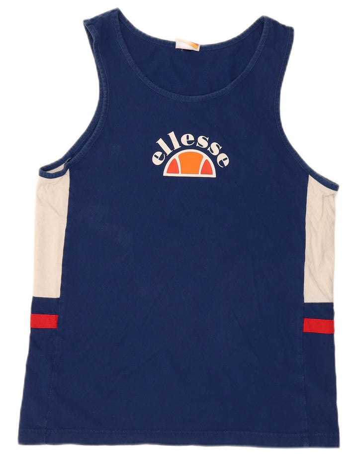 Bluză cu vestă cu grafică pentru femei Ellesse UK 14, bumbac color bloc albastru mediu
