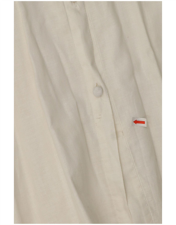 Bluză cămașă pentru femei VINTAGE cu mâneci 3/4 UK 14 Medium White Floral