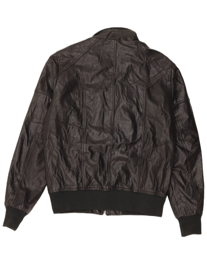 Jack & Jones Bomber din piele pentru bărbați UK 36 Mic din piele neagră