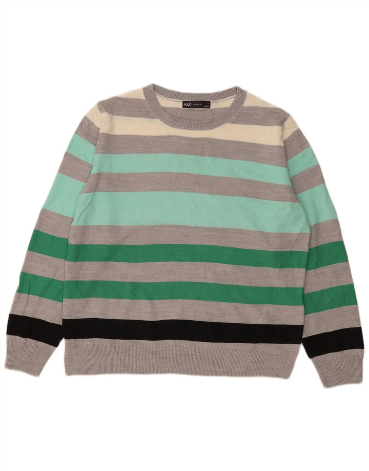 Pulover pentru femei Marks & Spencer cu decolteu triplu UK 14 Medium Gri cu dungi